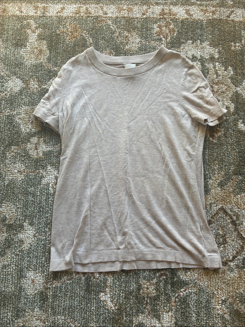 NIC+ZOE Short Sleeve Crewneck Top in Light Taupe